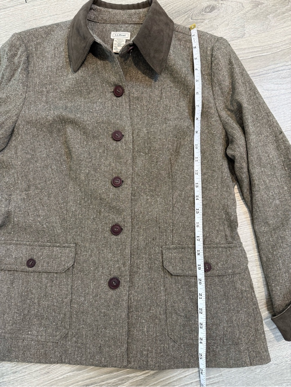 Vintage L.L. Bean Wool Blend Button Front Jacket with Silk Y2K - Suede accents - Picture 6 of 6